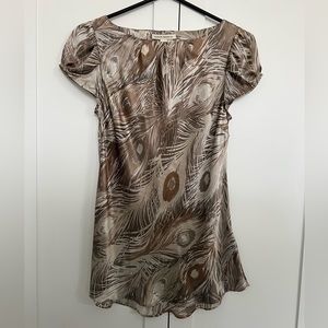Banana Republic peacock print silk blouse